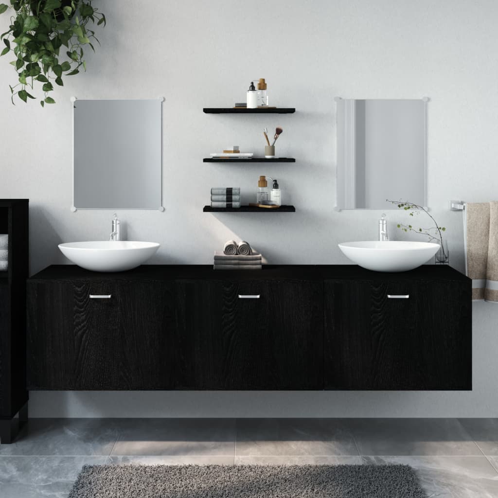 Schwarzes 6-teiliges Badmöbel-Set