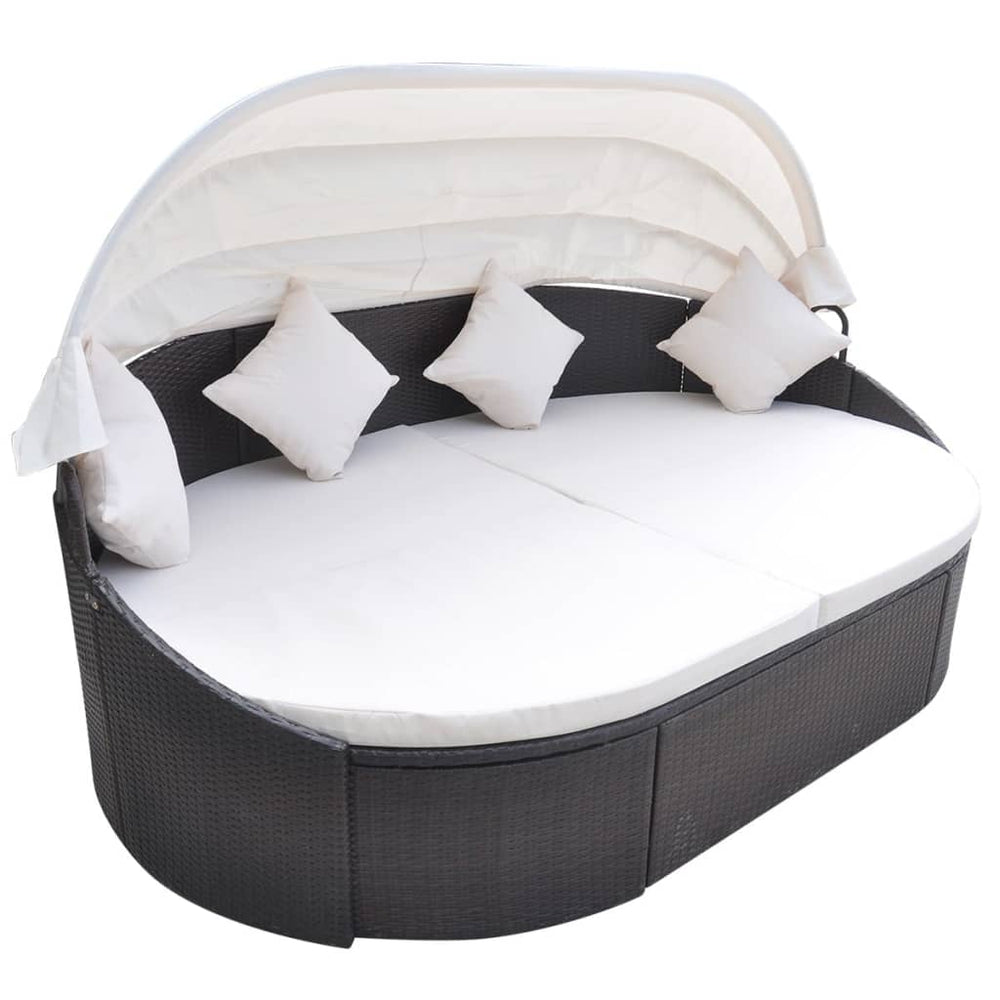Outdoor Lounge Bett mit Dach Braun