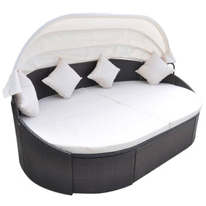 Outdoor Lounge Bett mit Dach Braun