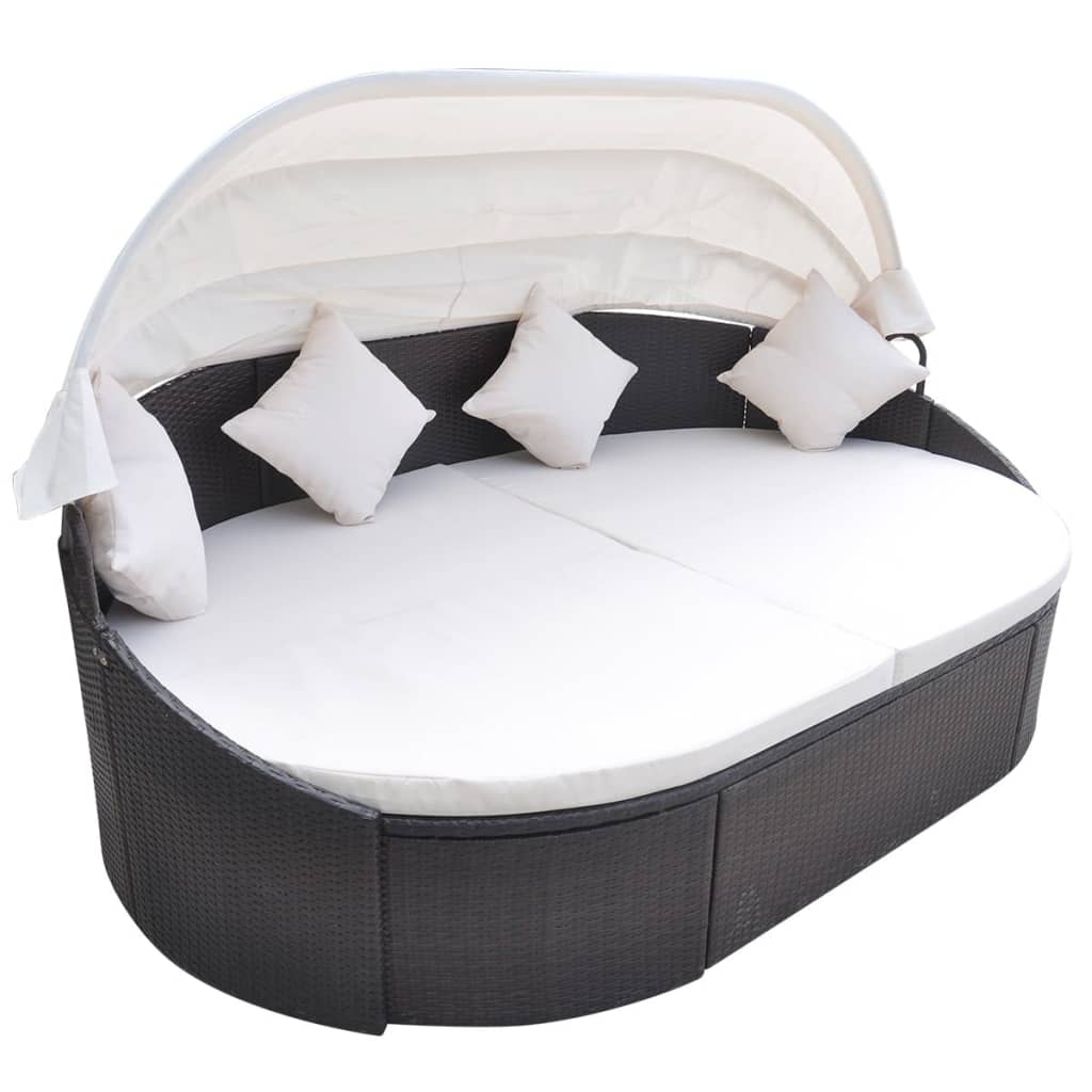 Outdoor Lounge Bett mit Dach Braun