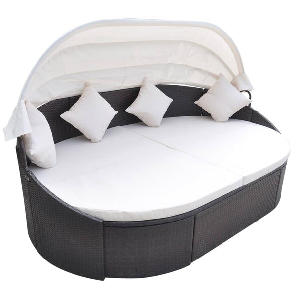 Outdoor Lounge Bett mit Dach Braun