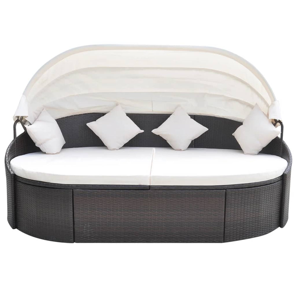 Outdoor Lounge Bett mit Dach Braun