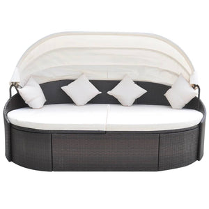 Outdoor Lounge Bett mit Dach Braun