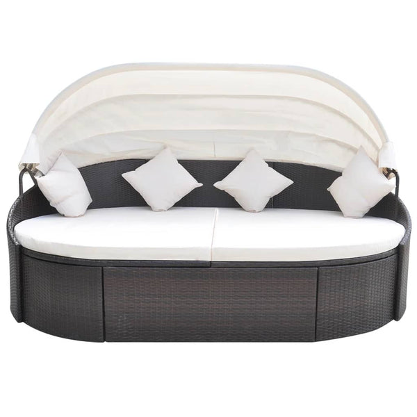 Outdoor Lounge Bett mit Dach Braun