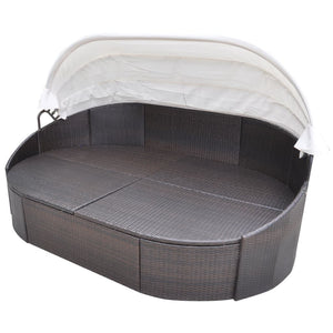 Outdoor Lounge Bett mit Dach Braun