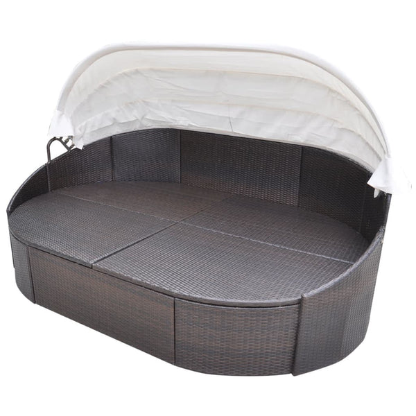 Outdoor Lounge Bett mit Dach Braun