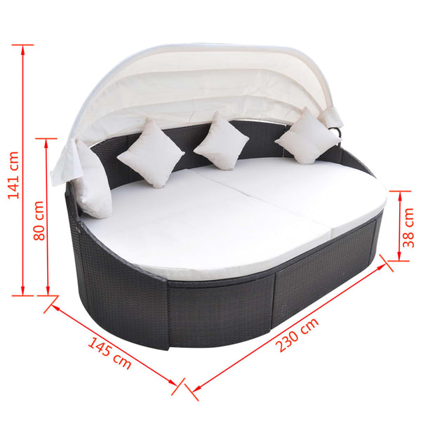 Outdoor Lounge Bett mit Dach Braun