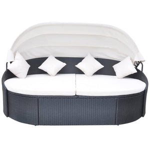 Outdoor-Lounge-Bett mit Dach, Schwarz