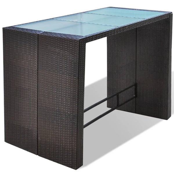 7-teiliges Gartenbar-Set Poly Rattan Braun