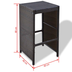 7-teiliges Gartenbar-Set Poly Rattan Braun