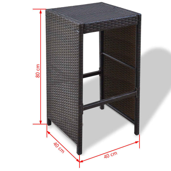 7-teiliges Gartenbar-Set Poly Rattan Braun