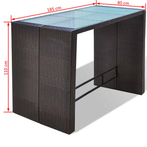 7-teiliges Gartenbar-Set Poly Rattan Braun