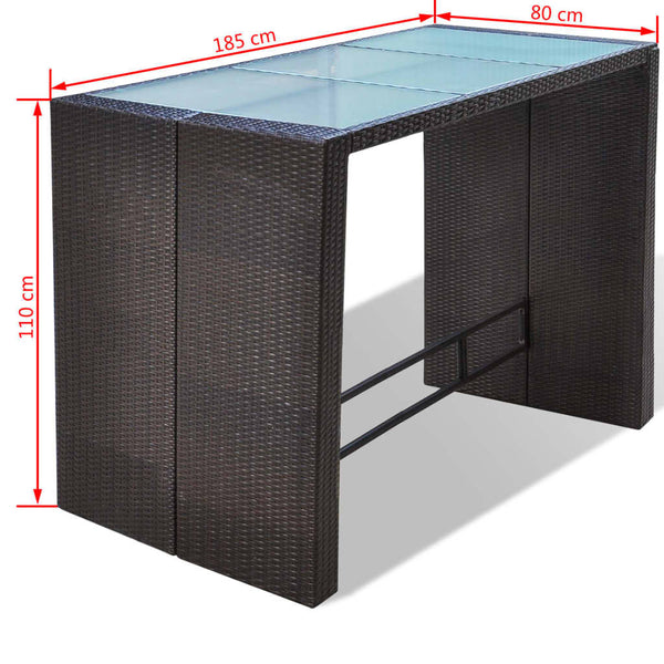 7-teiliges Gartenbar-Set Poly Rattan Braun