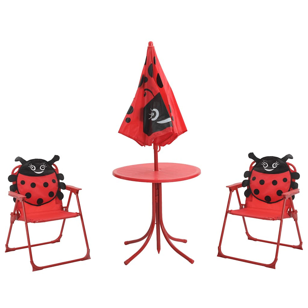 3-tlg. Kinder Gartenmöbel Set mit Sonnenschirm Rot