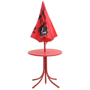 3-tlg. Kinder Gartenmöbel Set mit Sonnenschirm Rot
