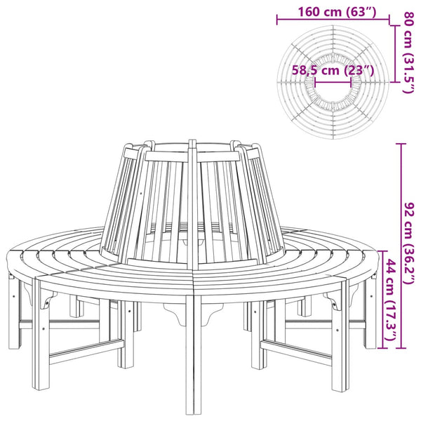 Baumbank Holz Ø 160cm