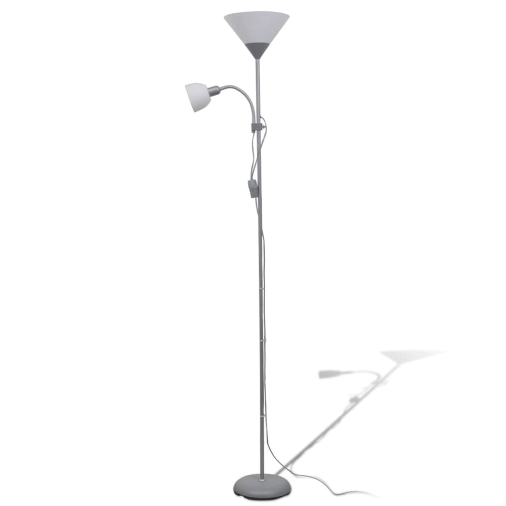 Graue Stehlampe mit Leselampe