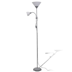 Graue Stehlampe mit Leselampe