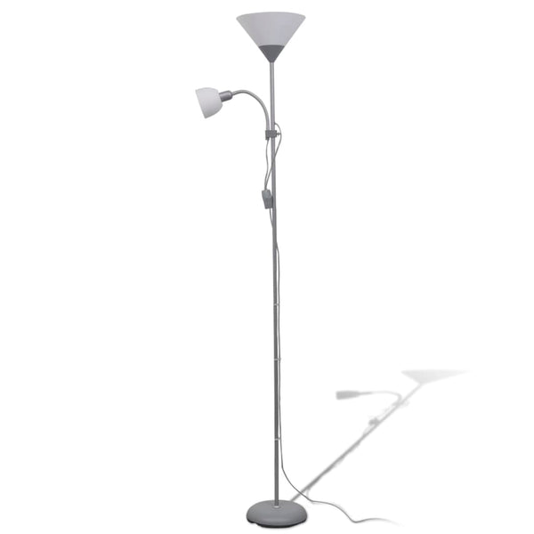 Graue Stehlampe mit Leselampe