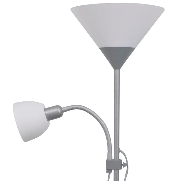 Graue Stehlampe mit Leselampe