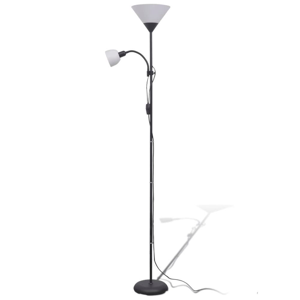 Schwarze Stehlampe mit Leselampe