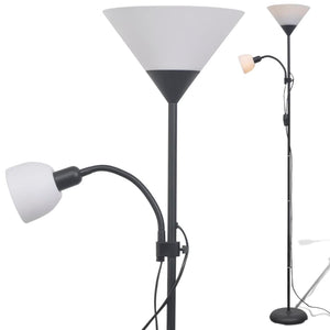 Schwarze Stehlampe mit Leselampe