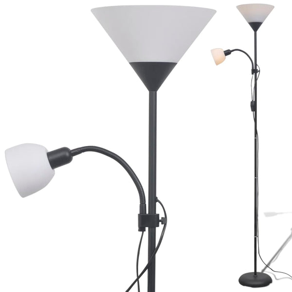 Schwarze Stehlampe mit Leselampe