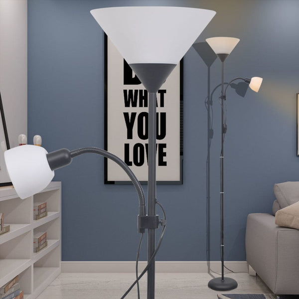 Schwarze Stehlampe mit Leselampe