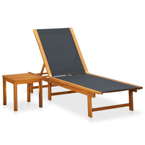 Sonnenliege mit Tisch Akazie Massivholz