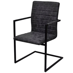 vidaXL Cantilever Chairs 4 pcs Black Faux Leather