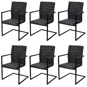 vidaXL Cantilever Chairs 6 pcs Black Faux Leather