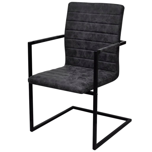 vidaXL Cantilever Chairs 6 pcs Black Faux Leather