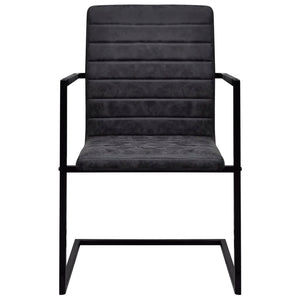 vidaXL Cantilever Chairs 6 pcs Black Faux Leather
