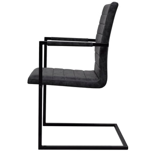 vidaXL Cantilever Chairs 6 pcs Black Faux Leather