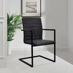 vidaXL Cantilever Chairs 6 pcs Black Faux Leather