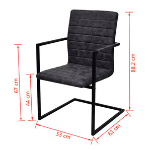 Freischwinger 6 Stk. Schwarz Kunstleder