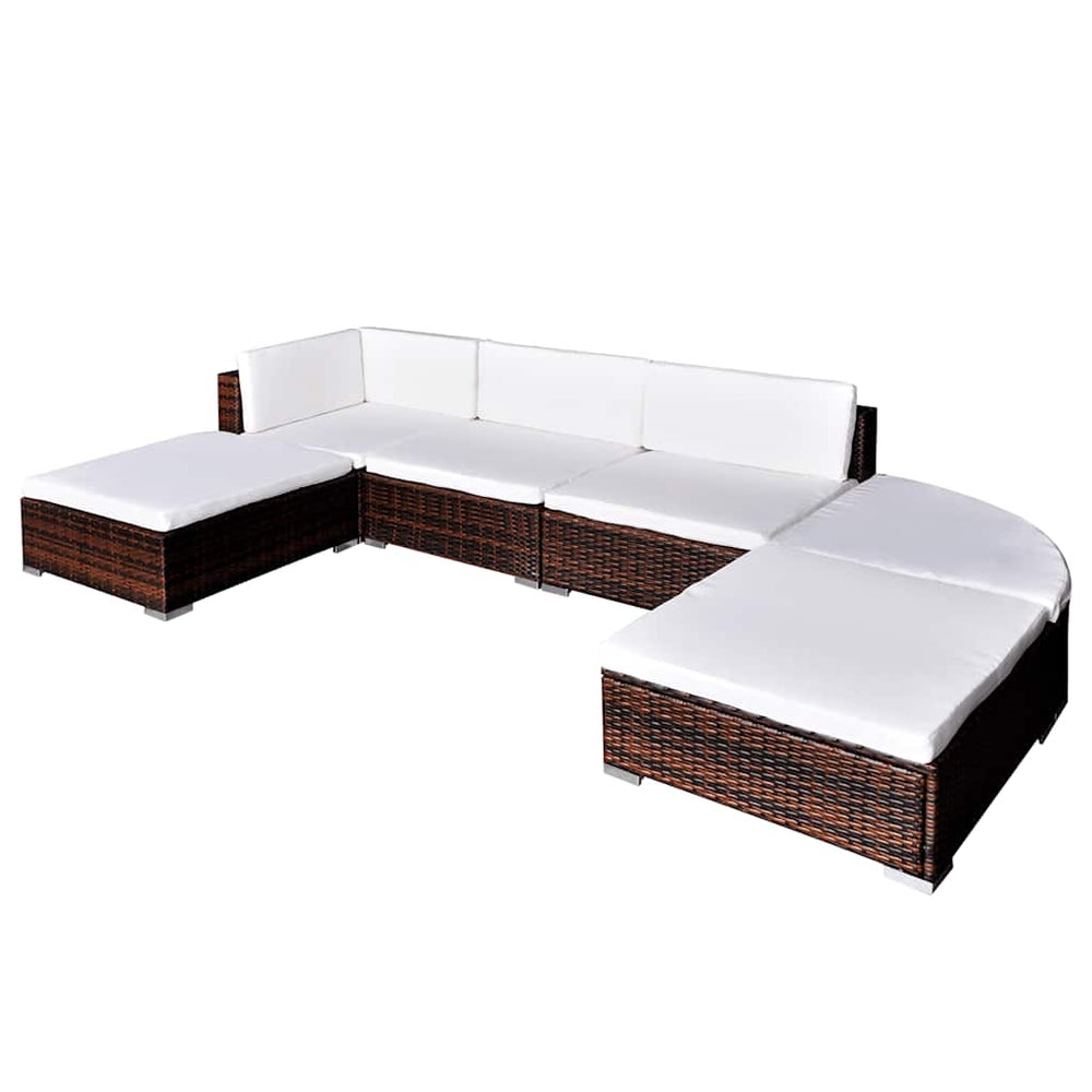 vidaXL Salon de jardin 6 pcs avec coussins résine tressée marron