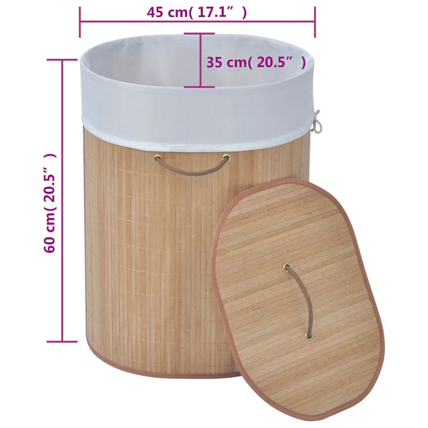 vidaXL Panier à linge ovale en bambou naturel