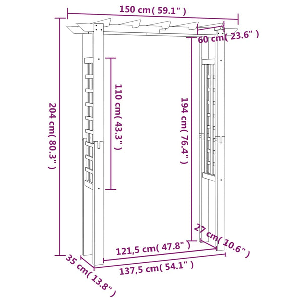 Rosenbogen Gartenlaube aus Holz 150x60x204cm