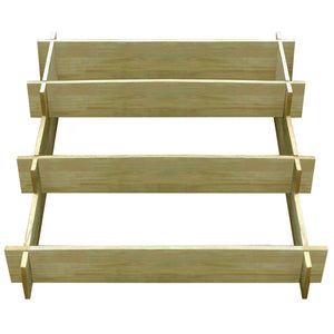 3-stufiger Pflanzkübel aus Holz 90x90 cm