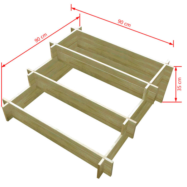 3-stufiger Pflanzkübel aus Holz 90x90 cm