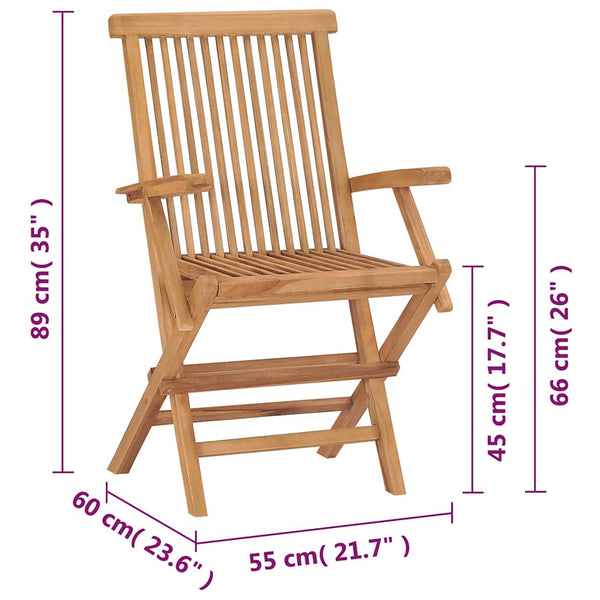 Klappbare Gartenstühle, 2er-Set, Teakholz