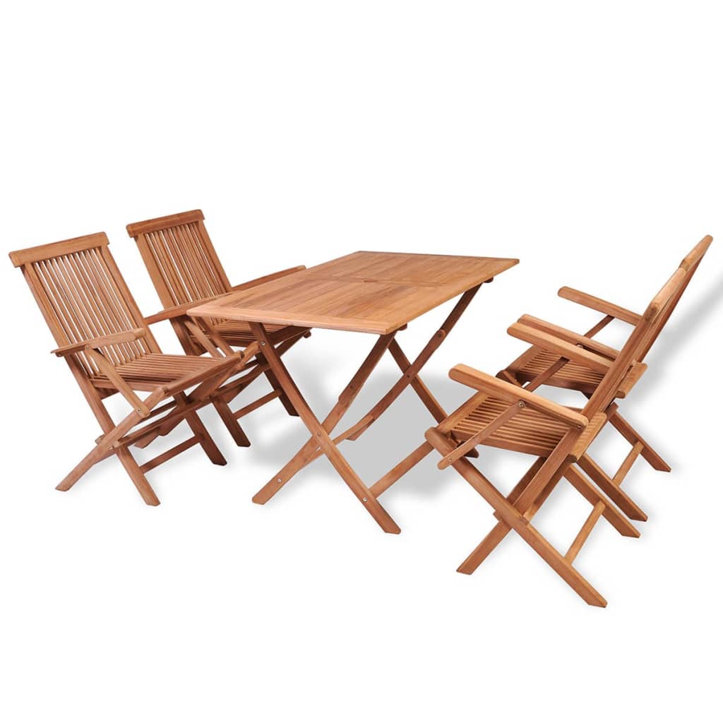 5-tlg. Garten-Essgruppe Klappbar Massivholz Teak
