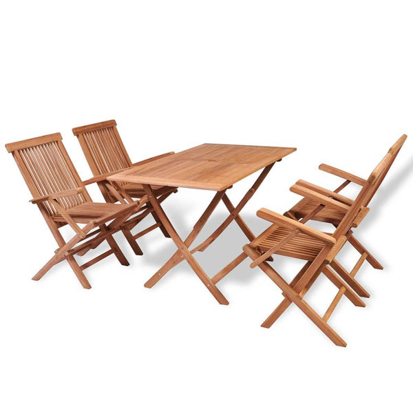 5-tlg. Garten-Essgruppe Klappbar Massivholz Teak