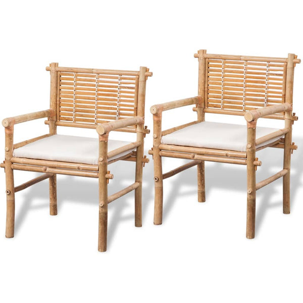 3-tlg. Bambus Bistro-Set mit Auflagen