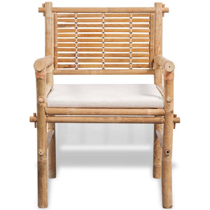 3-tlg. Bambus Bistro-Set mit Auflagen