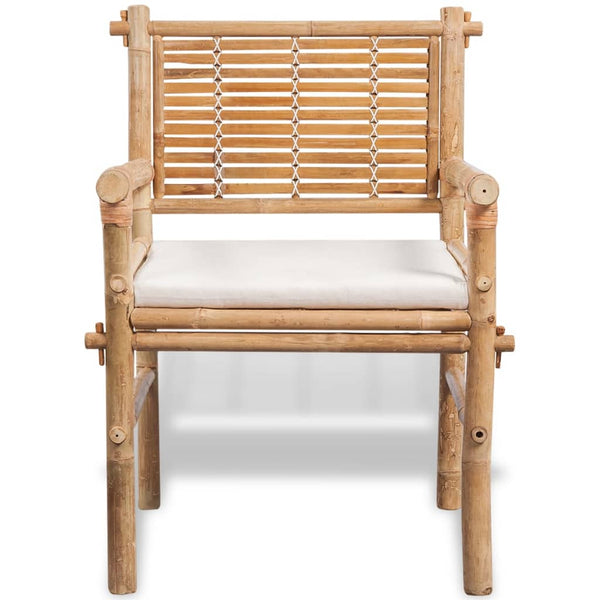 3-tlg. Bambus Bistro-Set mit Auflagen