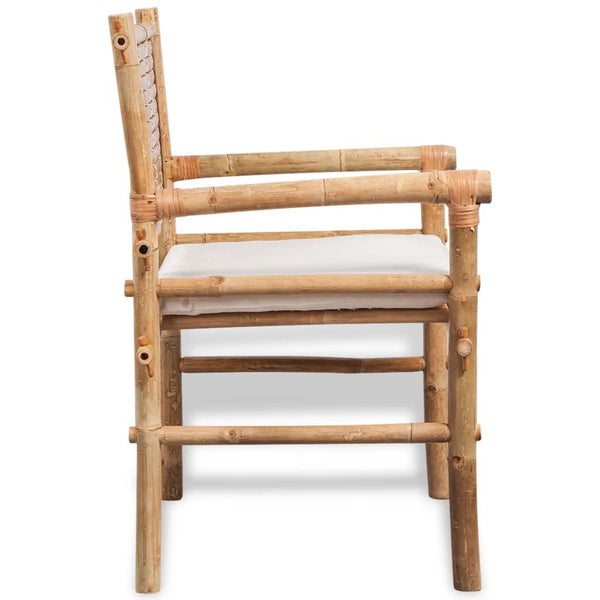 3-tlg. Bambus Bistro-Set mit Auflagen