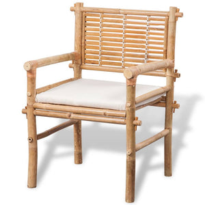 3-tlg. Bambus Bistro-Set mit Auflagen
