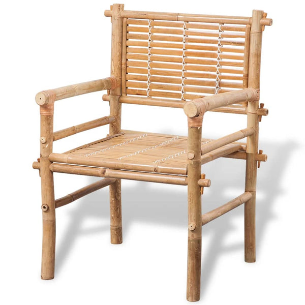 3-tlg. Bambus Bistro-Set mit Auflagen